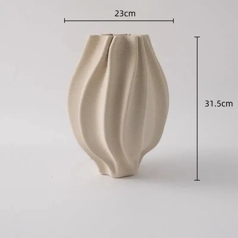 Cream Black Ceramic Geometric Vase