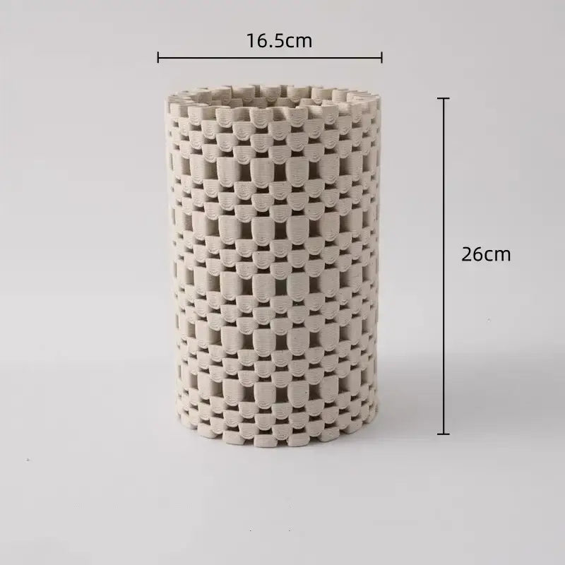 Cream Black Ceramic Geometric Vase