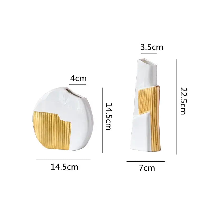 Gold Striped Ceramic Vase