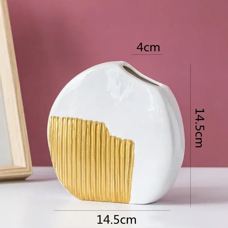 Gold Striped Ceramic Vase