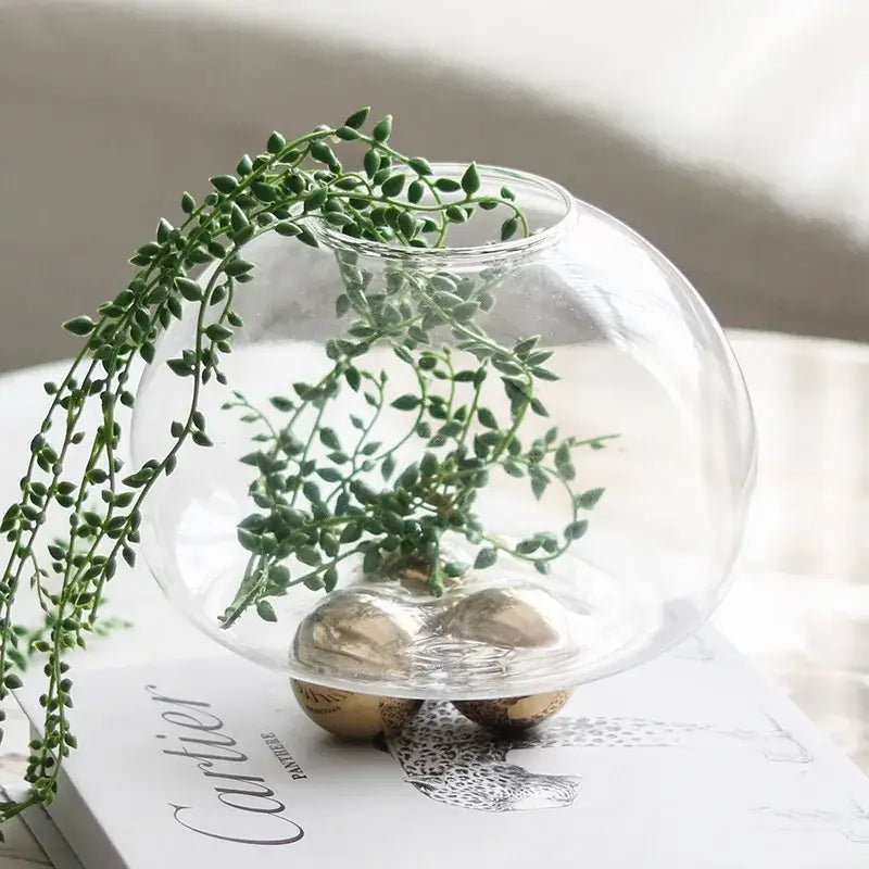 Golden Glass Ball Vase
