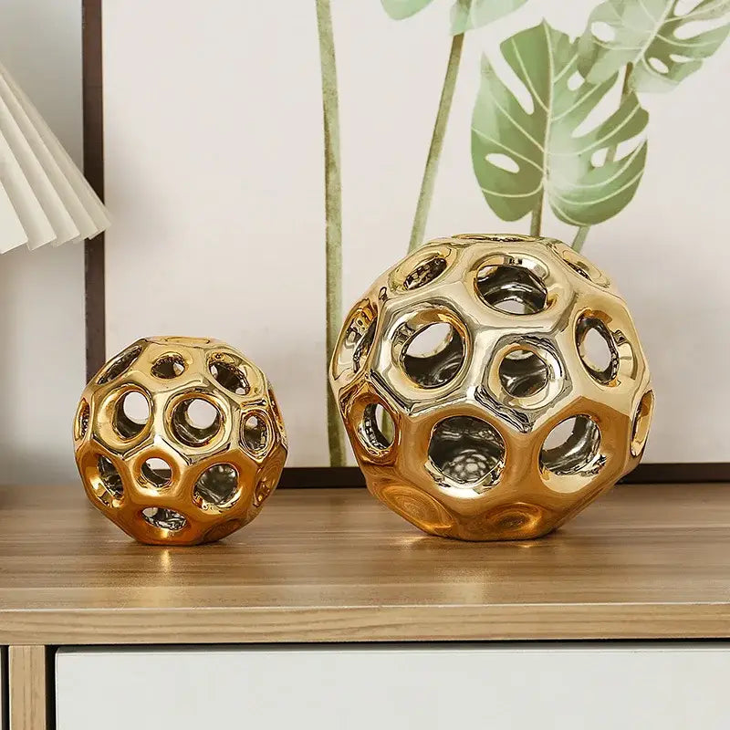 Golden Ceramic Sphere Decor