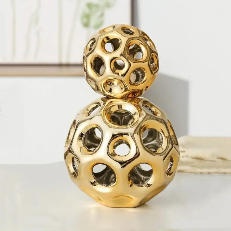 Golden Ceramic Sphere Decor
