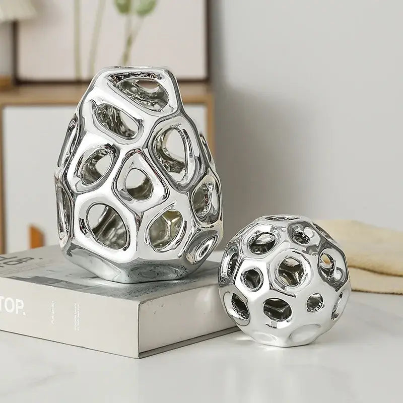 Golden Ceramic Sphere Decor