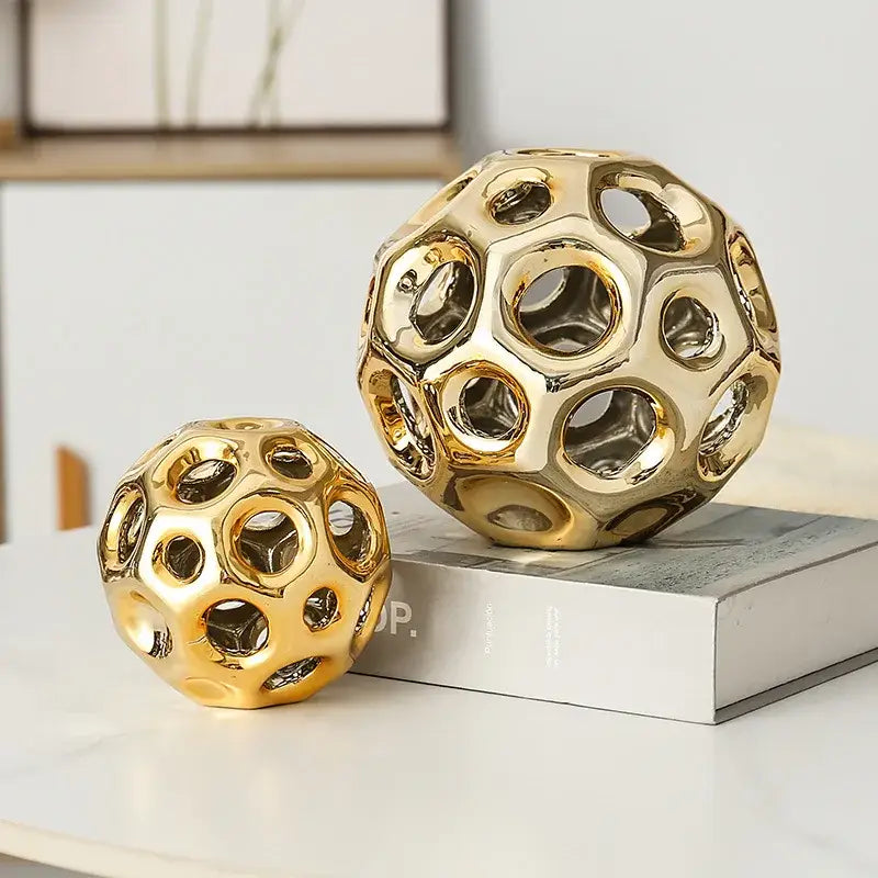 Golden Ceramic Sphere Decor