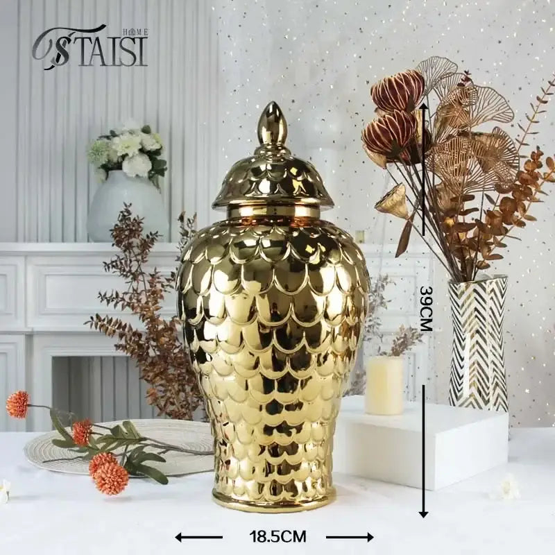 Golden Porcelain Mosaic Jar