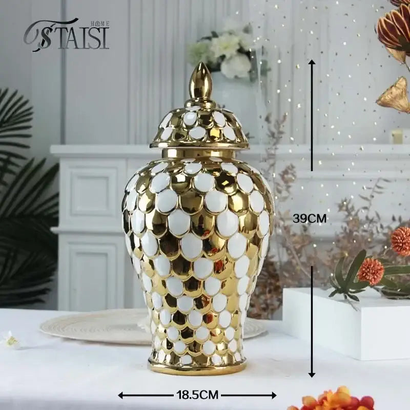 Golden Porcelain Mosaic Jar