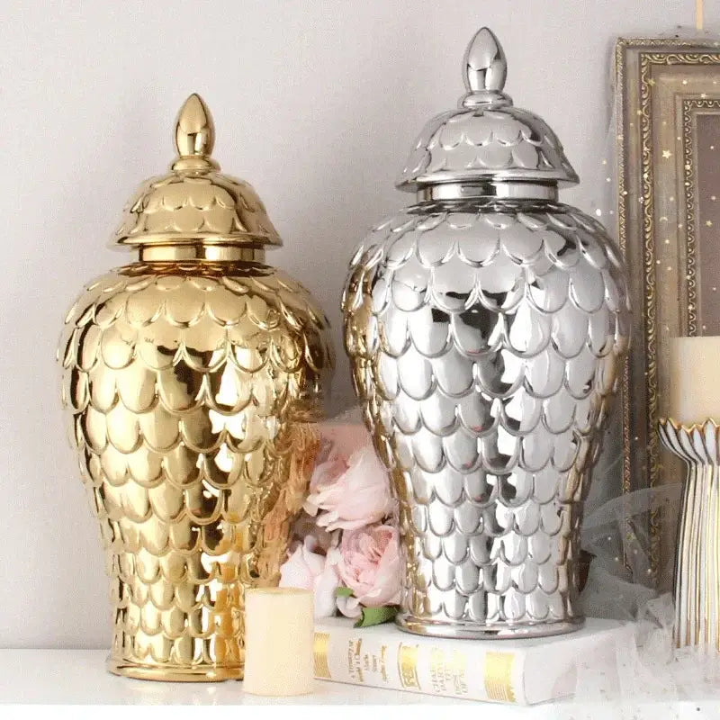 Golden Porcelain Mosaic Jar