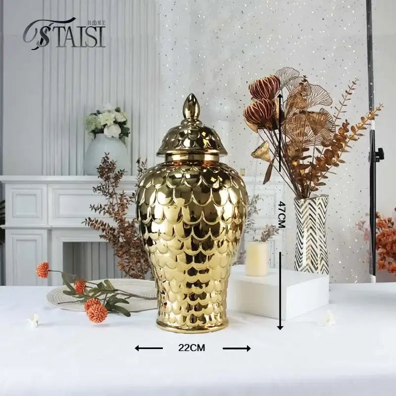 Golden Porcelain Mosaic Jar
