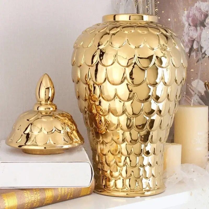 Golden Porcelain Mosaic Jar