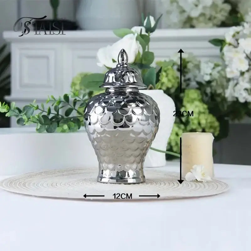 Golden Porcelain Mosaic Jar