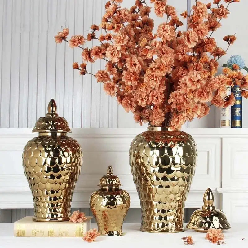 Golden Porcelain Mosaic Jar