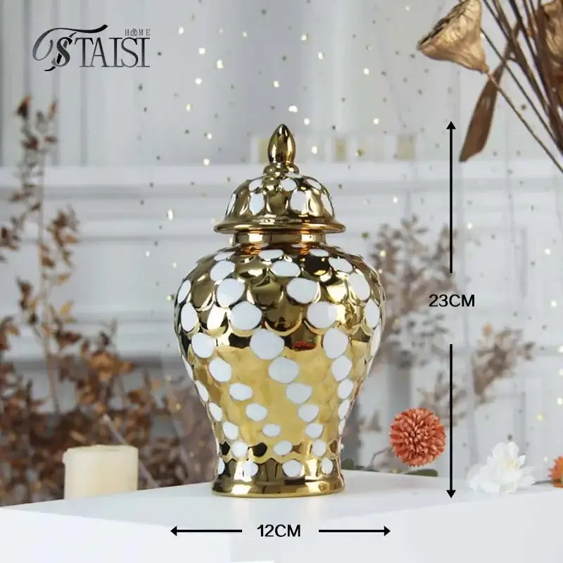 Golden Porcelain Mosaic Jar