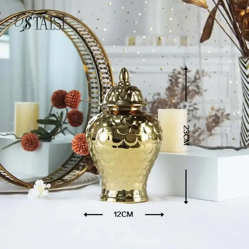 Golden Porcelain Mosaic Jar