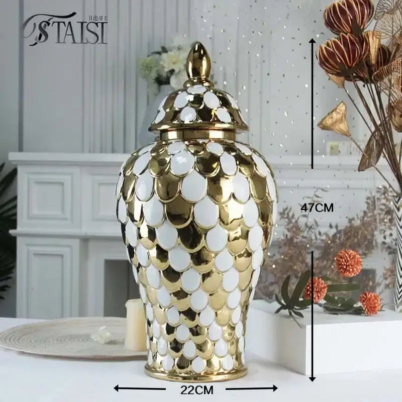 Golden Porcelain Mosaic Jar
