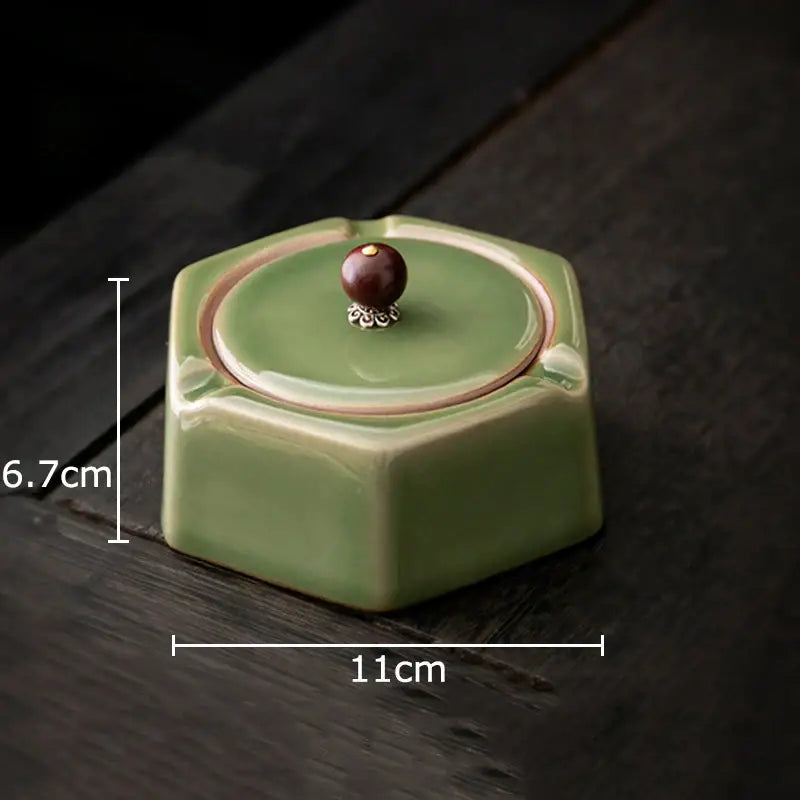 Green Ceramic Geometric Ashtray