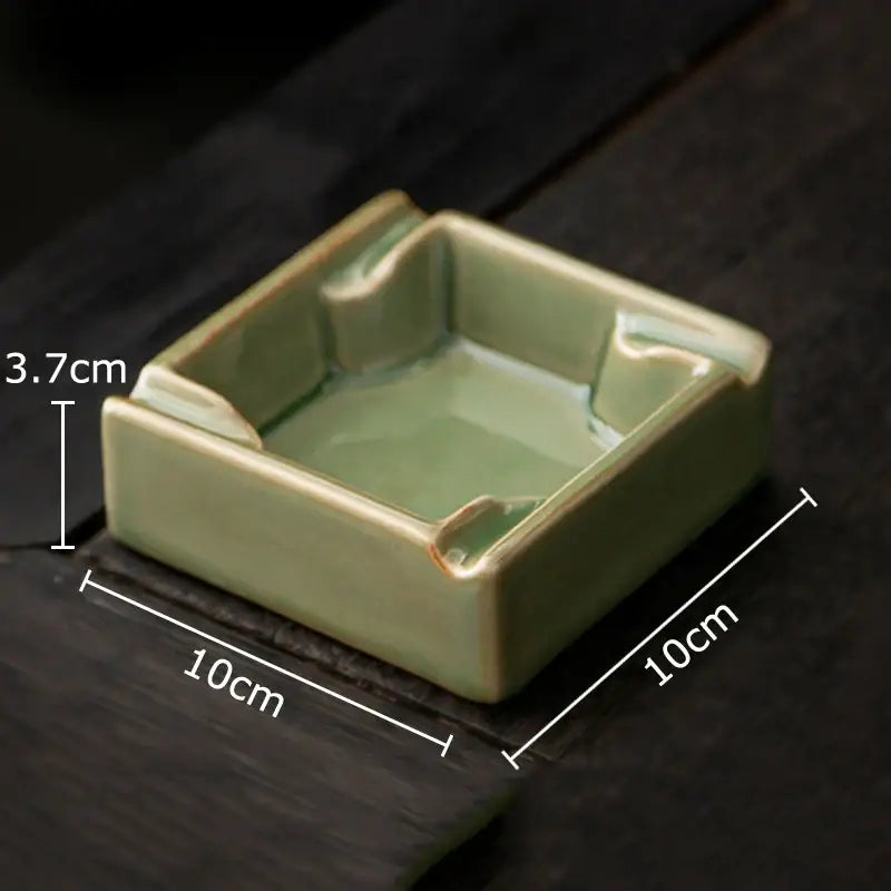 Green Ceramic Geometric Ashtray