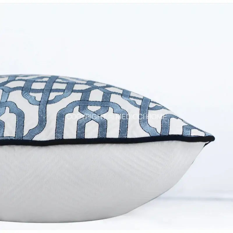 Indigo White Embroidered Pillow