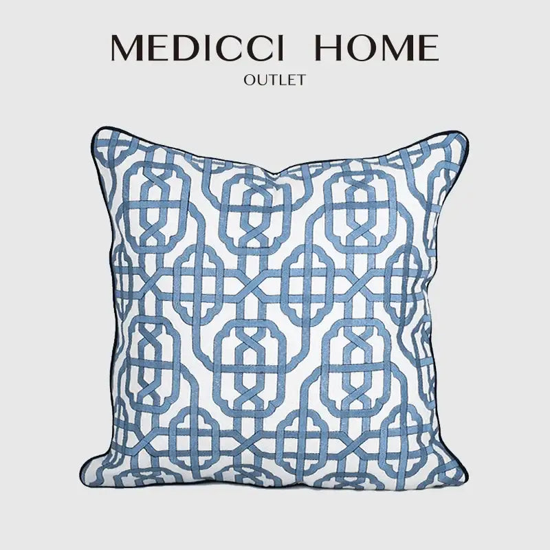 Indigo White Embroidered Pillow