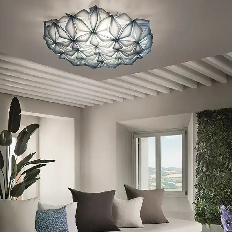White Glass Geometric Dining Room Ceiling Light