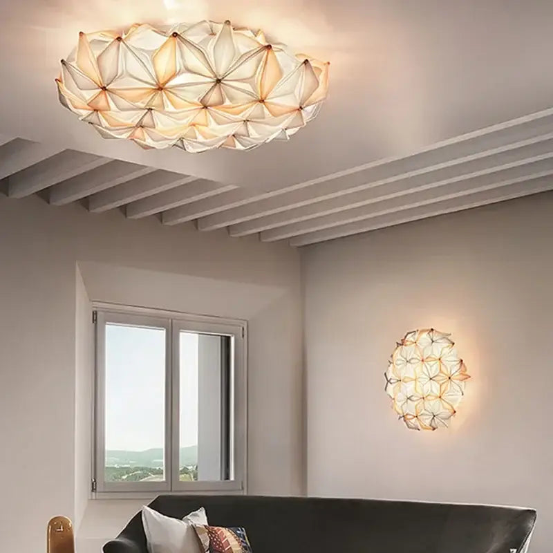 White Glass Geometric Dining Room Ceiling Light