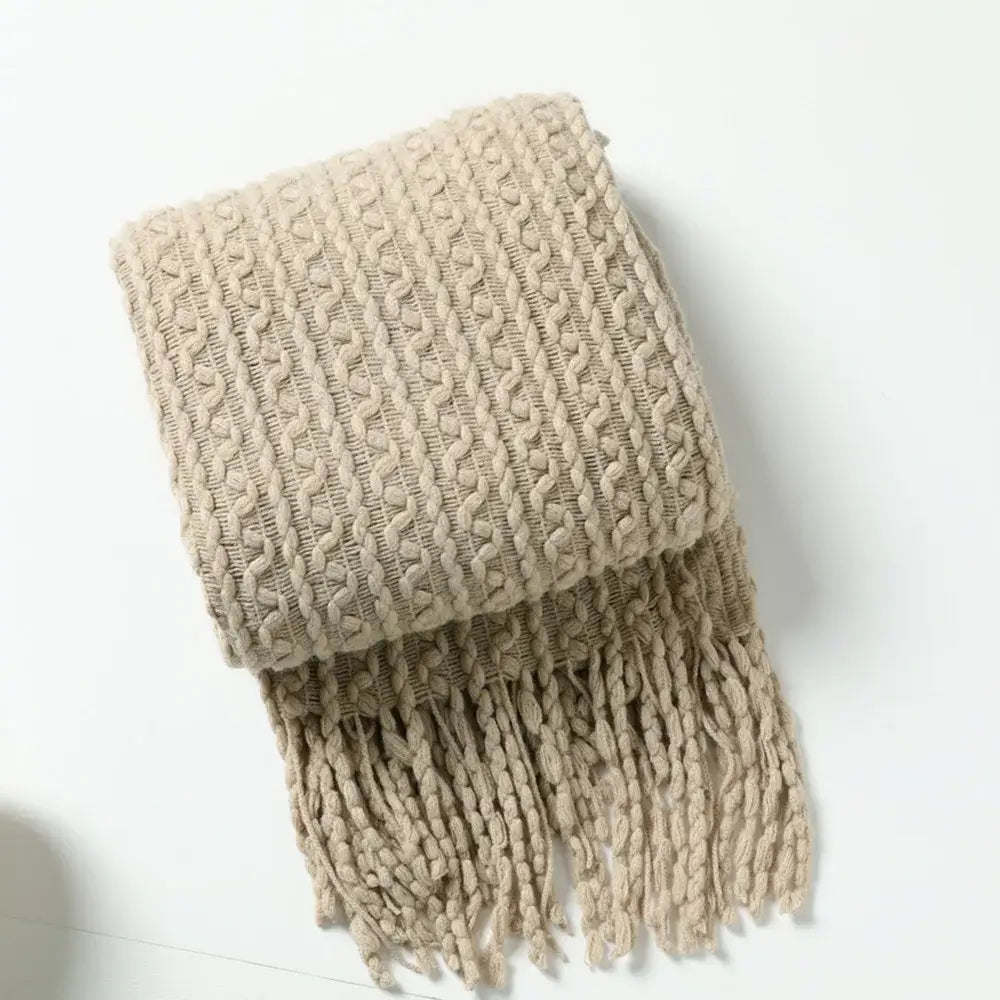 Mustard Geometric Knit Throw