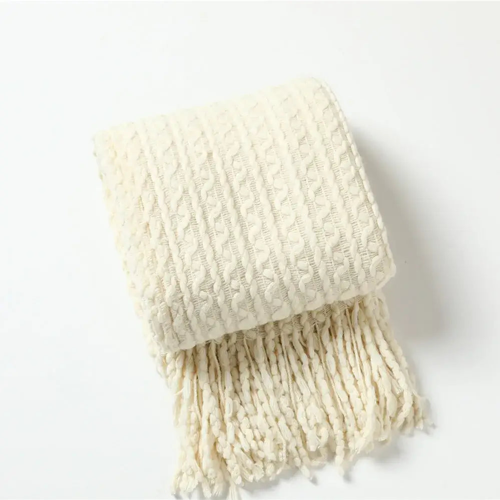 Mustard Geometric Knit Throw