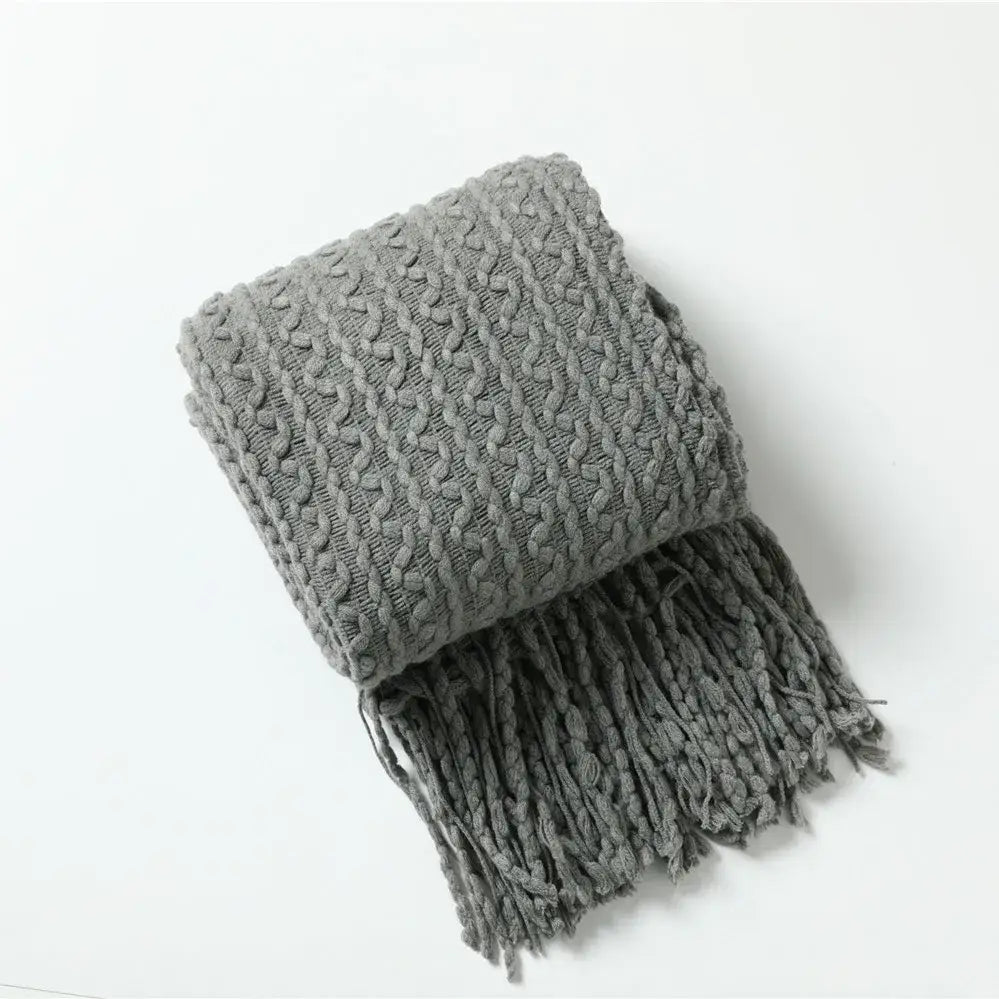 Mustard Geometric Knit Throw