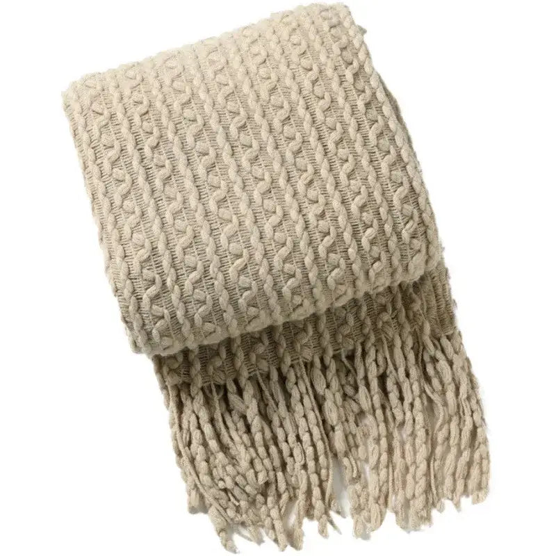 Mustard Geometric Knit Throw