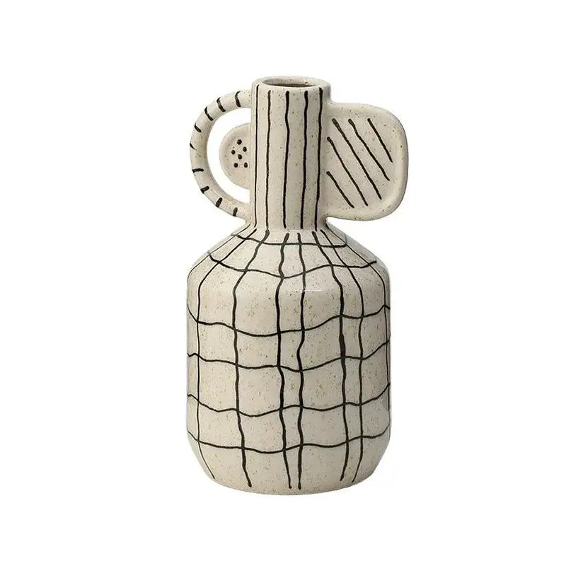 Cream Black Ceramic Vase