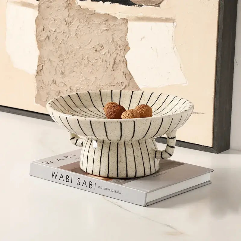 Cream Black Ceramic Vase