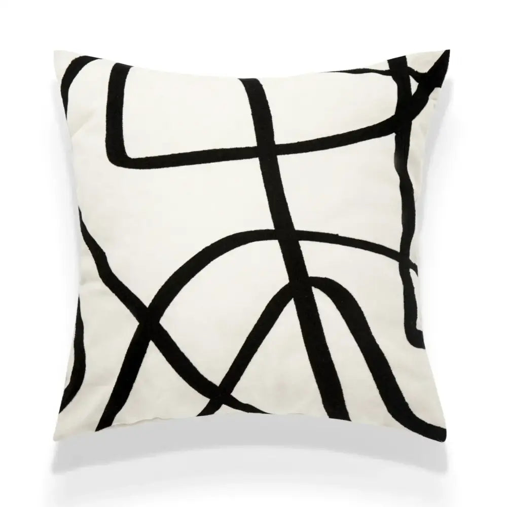 Black White Embroidered Pillow