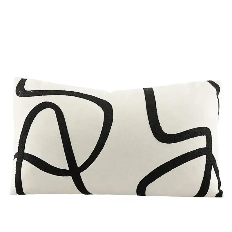 Black White Embroidered Pillow