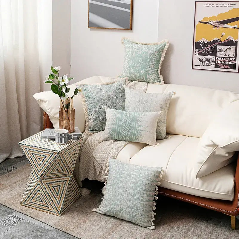 Mosaic Cotton Tassel Cushion