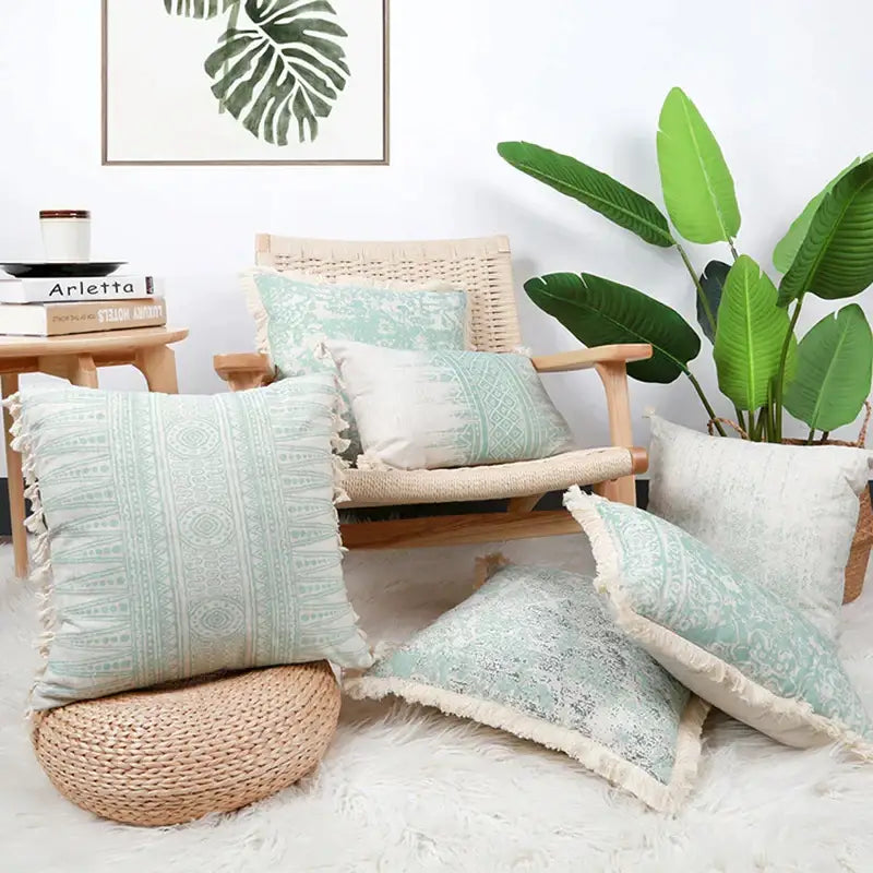 Mosaic Cotton Tassel Cushion