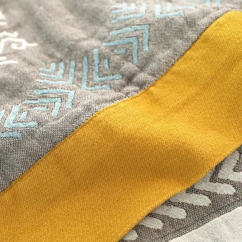 Mustard Gray Cotton Blanket