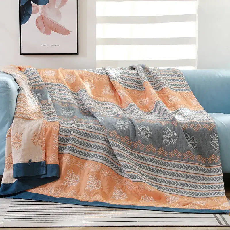 Mustard Gray Cotton Blanket