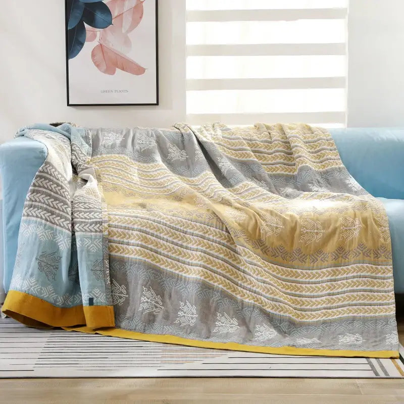 Mustard Gray Cotton Blanket