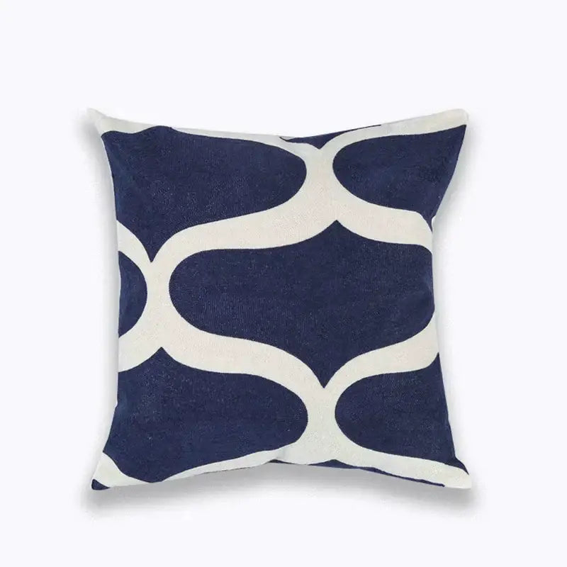 Navy Gray Geometric Cushion