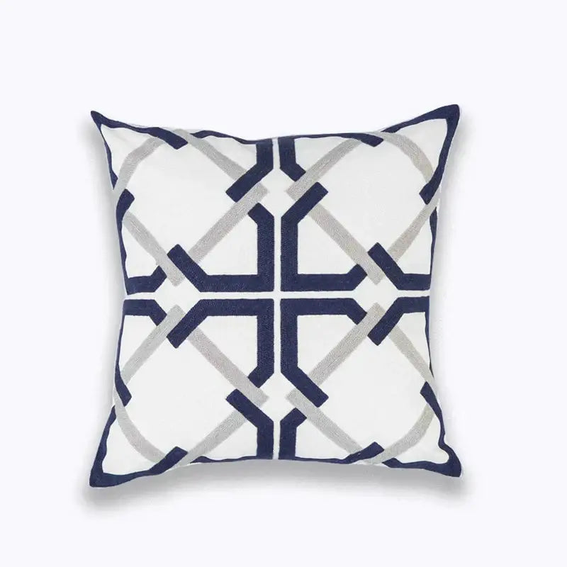 Navy Gray Geometric Cushion