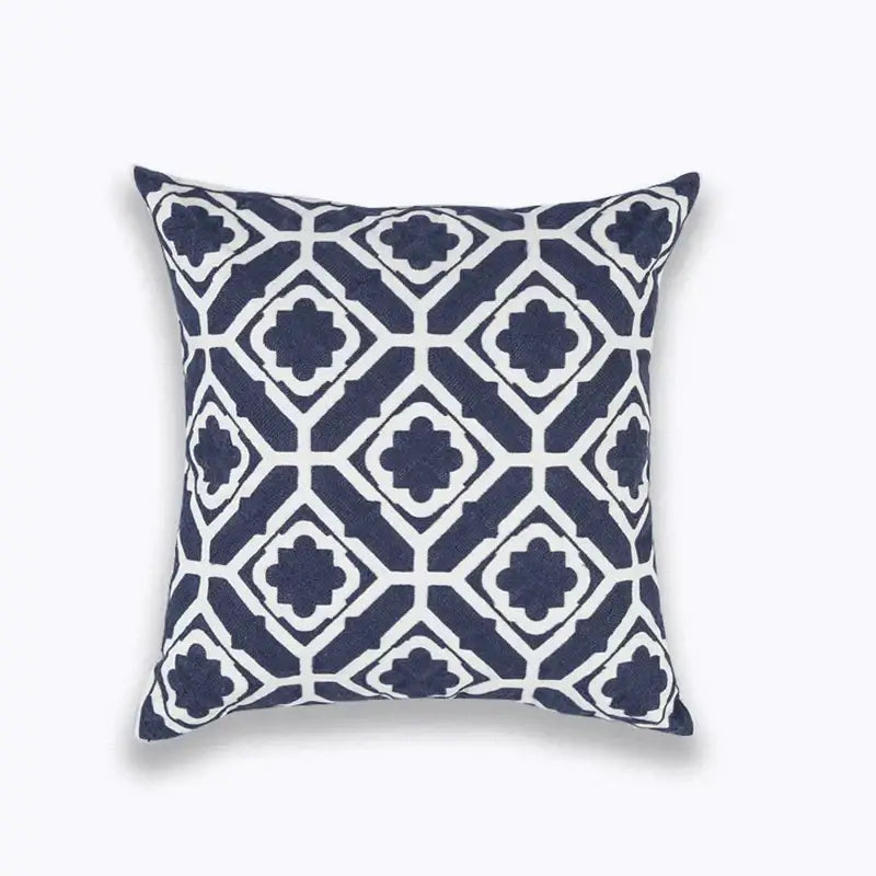 Navy Gray Geometric Cushion