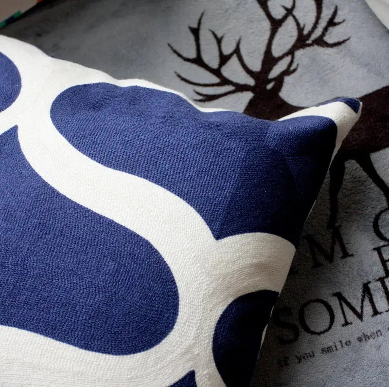 Navy Gray Geometric Cushion