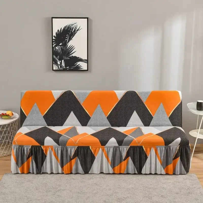 Orange Black Futon Sofa Cover