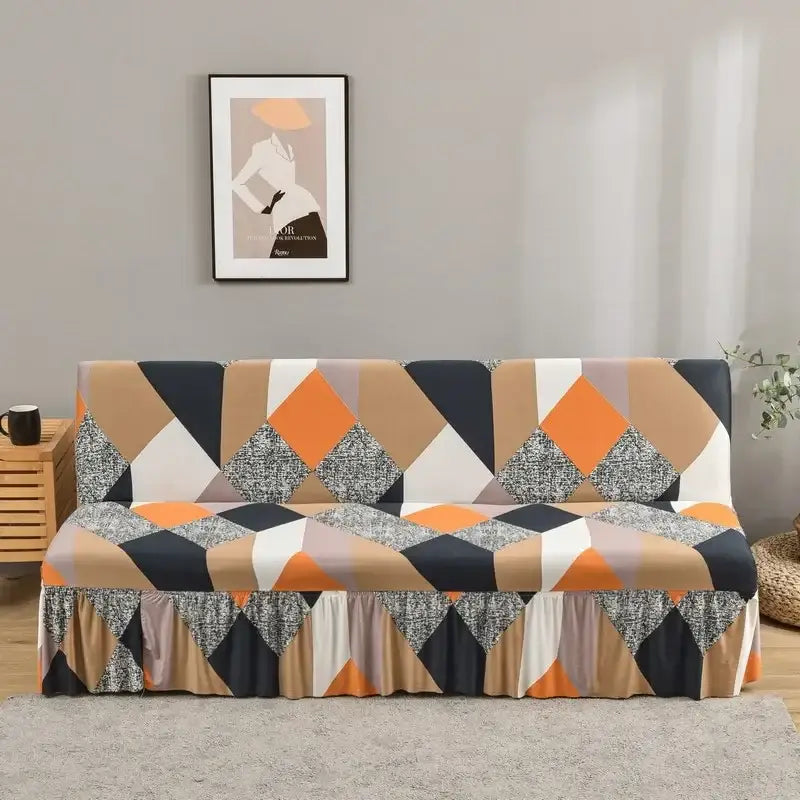 Orange Black Futon Sofa Cover