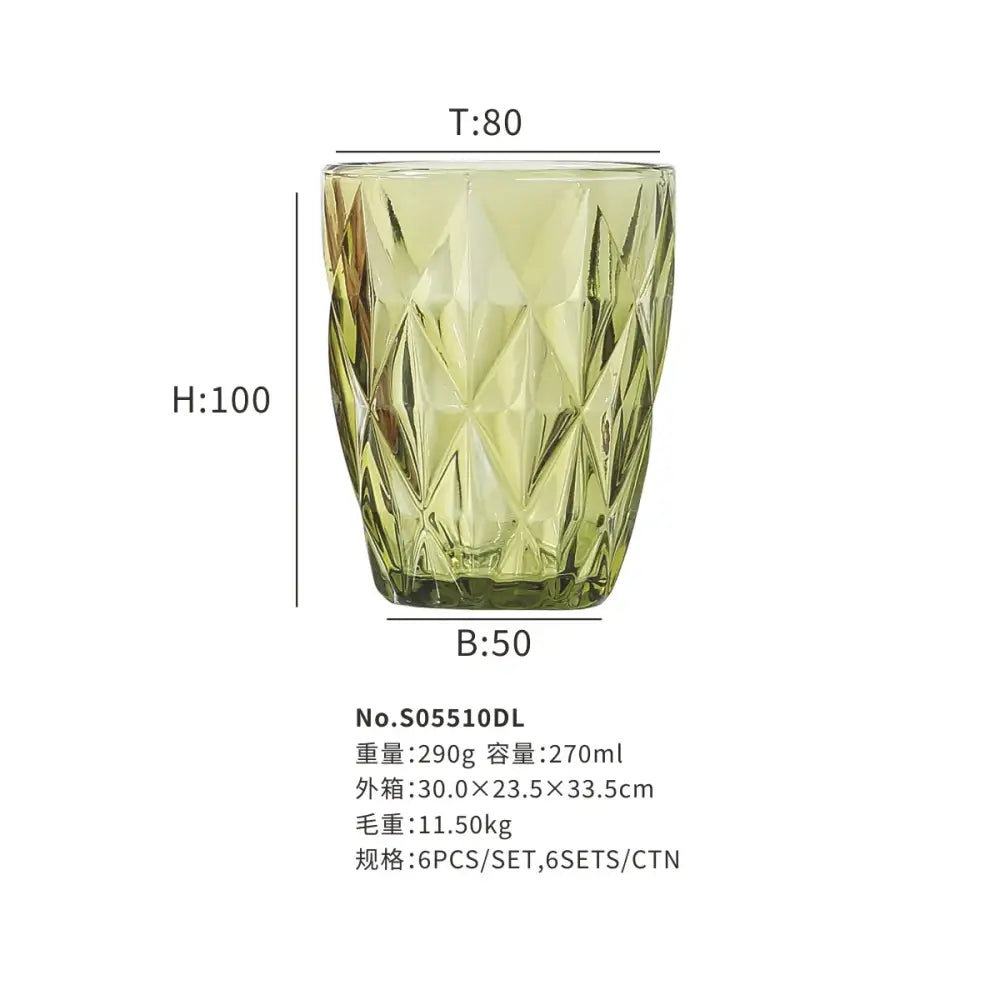 Pink Faceted Water Glass