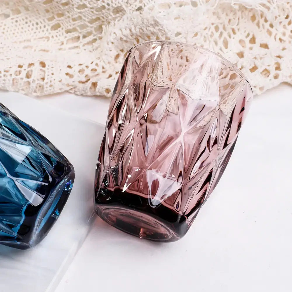 Pink Faceted Water Glass
