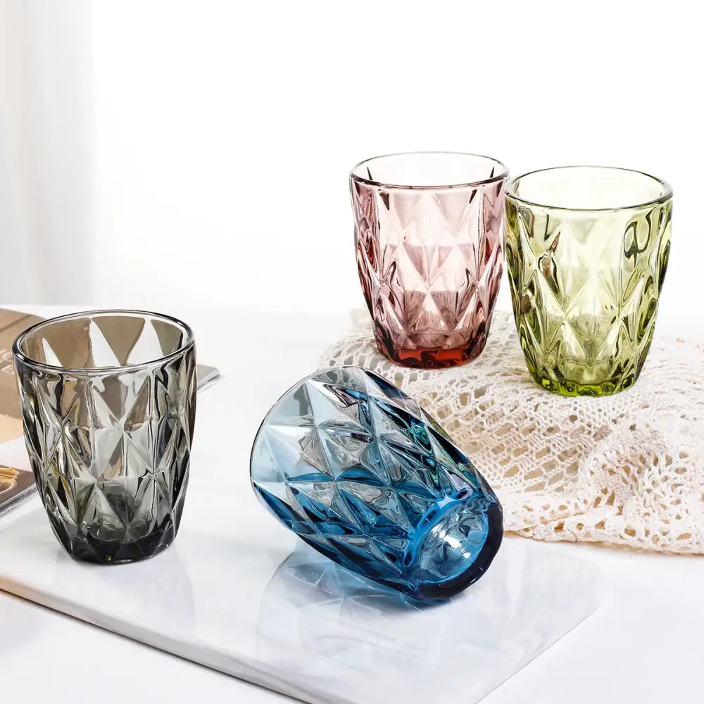 Pink Faceted Water Glass
