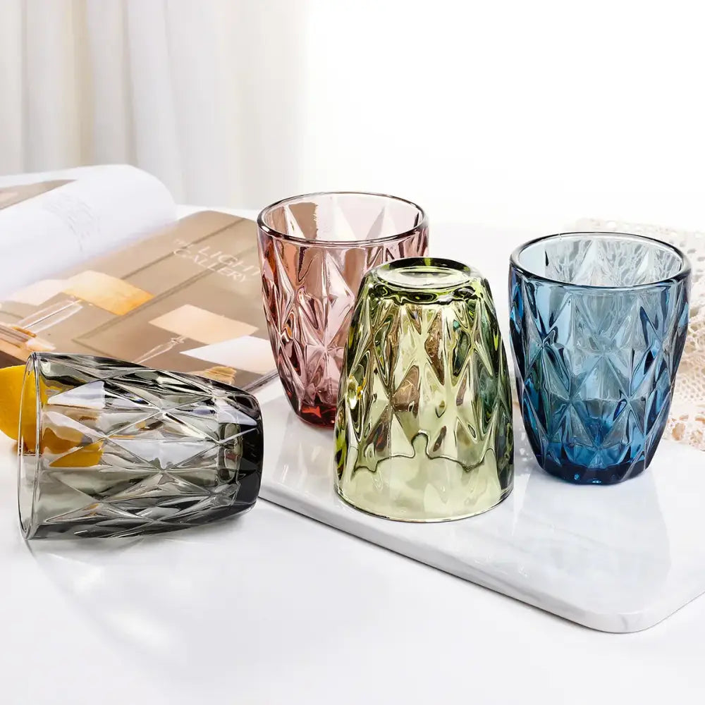 Pink Faceted Water Glass