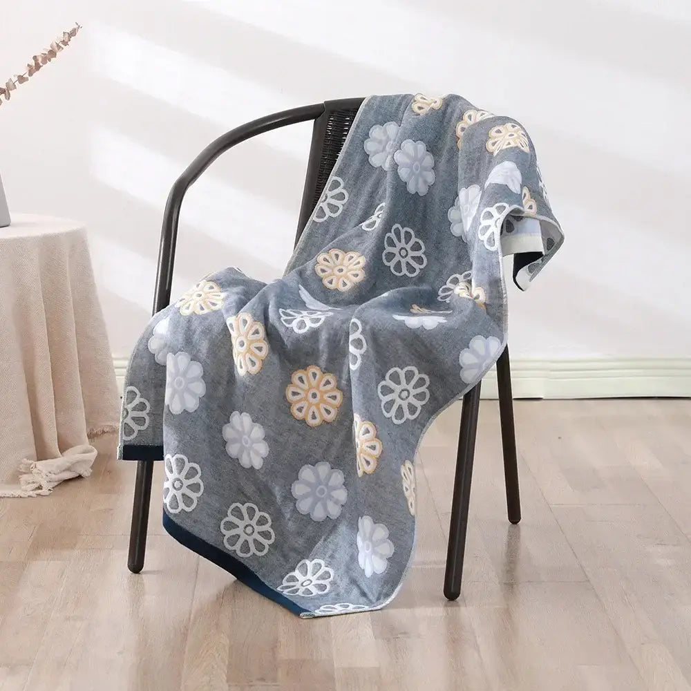 Pink Gray Cotton Bath Towel