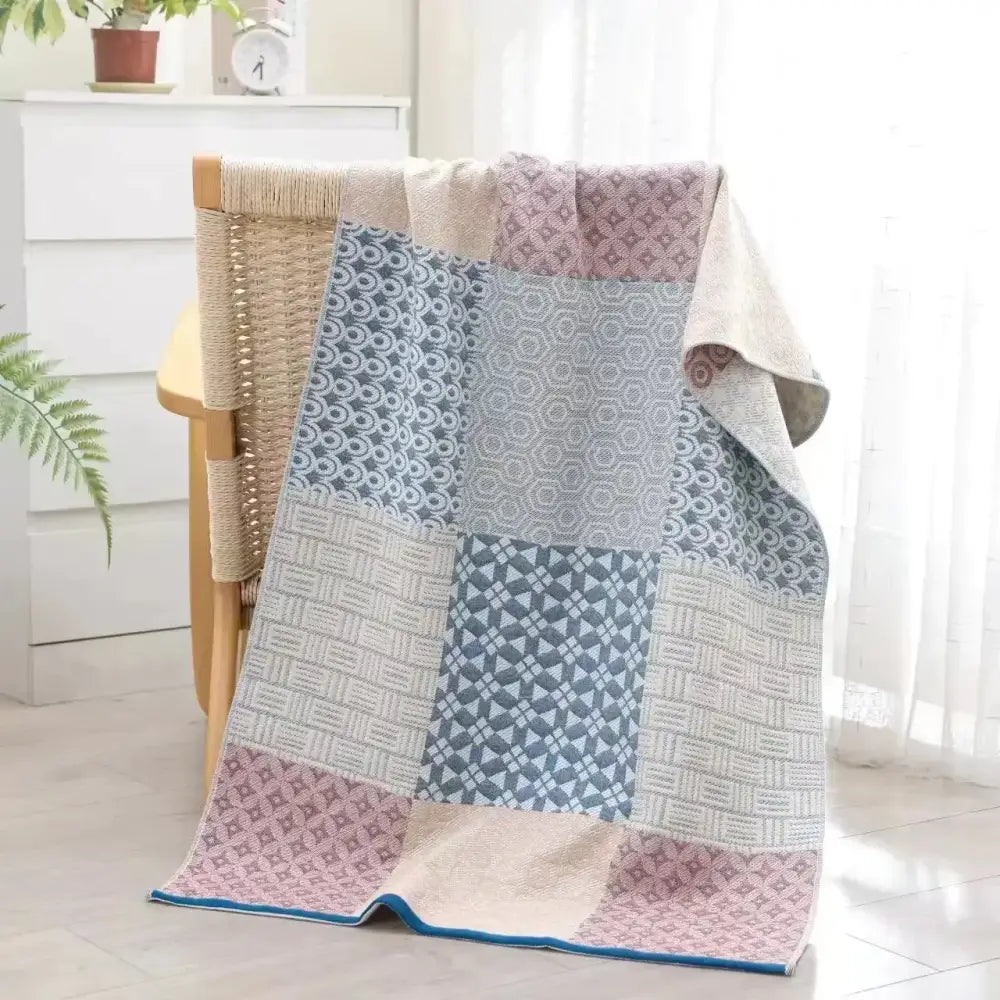 Pink Gray Cotton Bath Towel